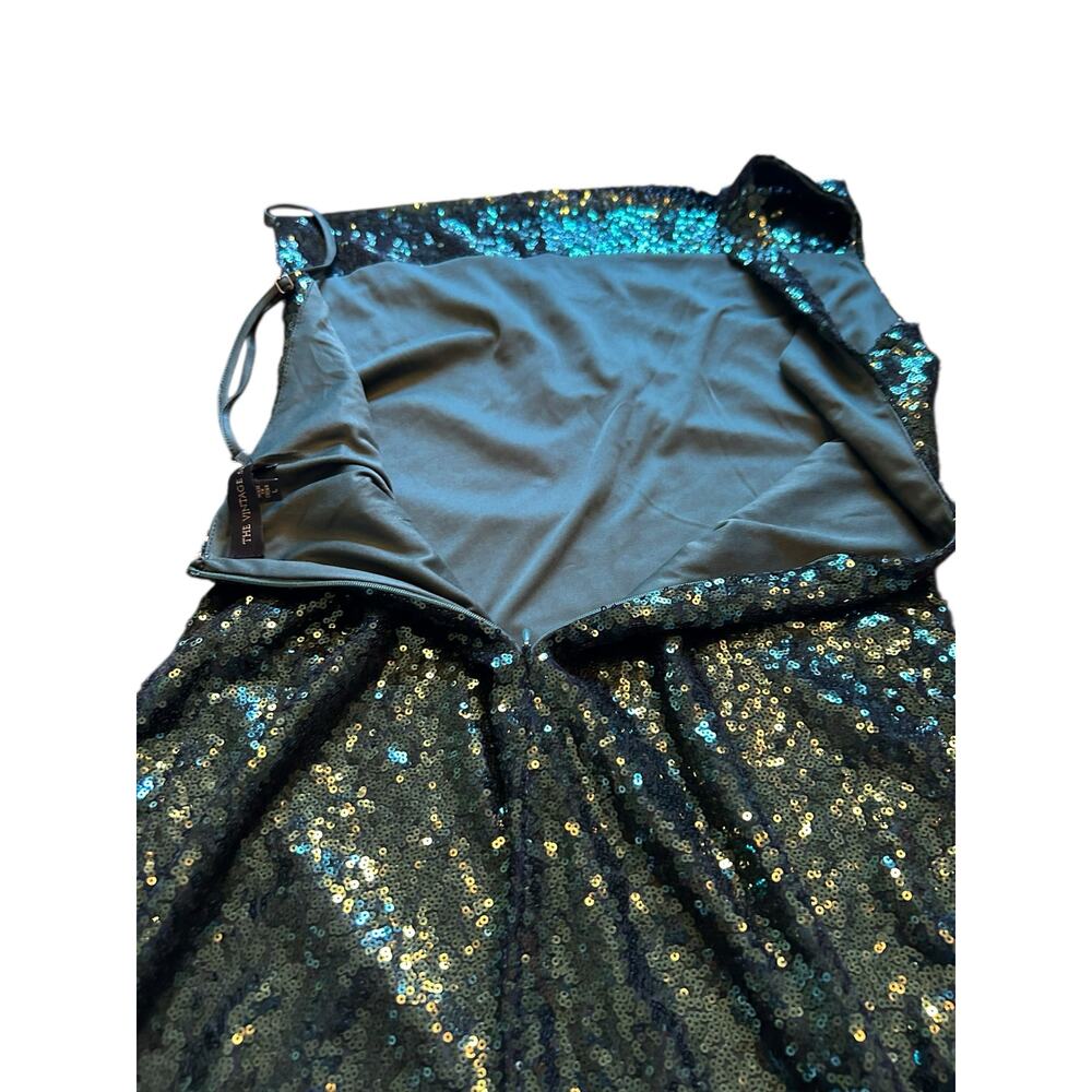 The Vintage Shop Green Sequined One Shoulder Dress - Size L - Picture 11 of 14